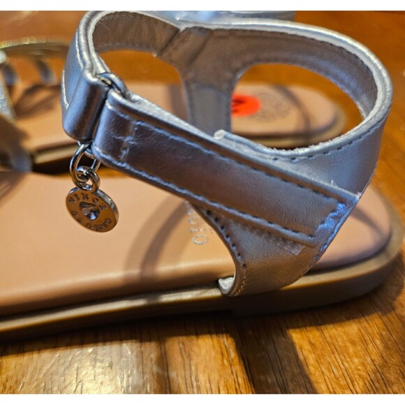 Vince Camuto Sandals Size 2 Girls Butterfly Rhinestones Adjustable Straps Silver - Picture 7 of 9